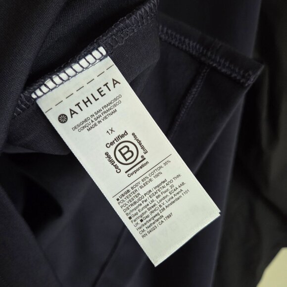Athleta Harlow Hybrid Relaxed Boxy Top Navy/Black Size 1X Long Sleeve Athleisure - Picture 8 of 10